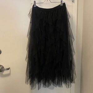Black Tulle Ruffle Skirt NWT